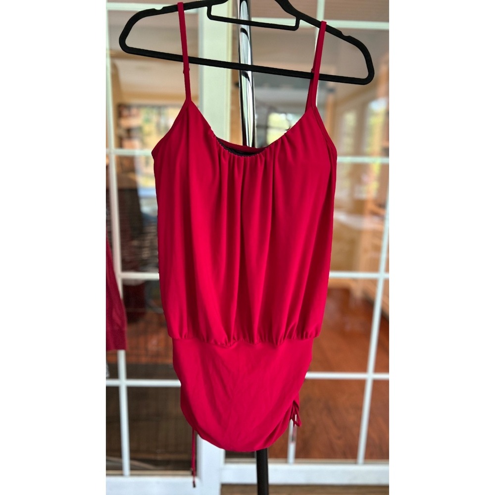 Magicsuit Red Shelley Shirred Waist Tankini Top with Ruched Sides Size 16 READ
